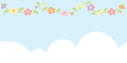 Spring bunting with vine and flower - 583062386