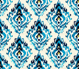 Folklore ornament ikat. Tribal ethnic vector textures. Seamless striped pattern in Aztec style. Folk embroidery. Indian, Scandinavian, Gypsy, Mexican, African carpet