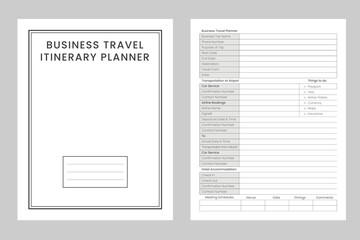 Business travel planner logbook or notebook kdp interior design 