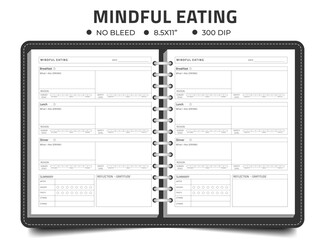 Mindful eating logbook on notebook  kdp interior 