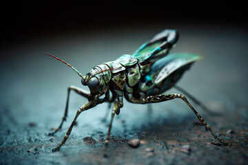 Fototapeta premium generative ai illustration of futuristic cyber alien insect