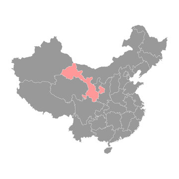 Gansu province map, administrative divisions of China. Vector illustration.