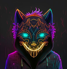 Neon wolf mask