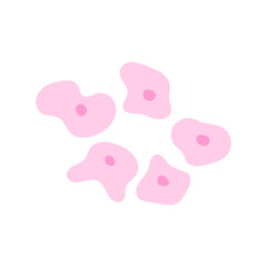 Human stem cell cluster icon. Nucleus and membrane tissue under microscope. Medical design illustration.