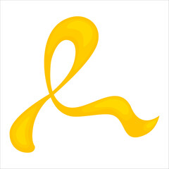Yellow ribbon for childhood cancer awareness concept. Medical vector illustration.