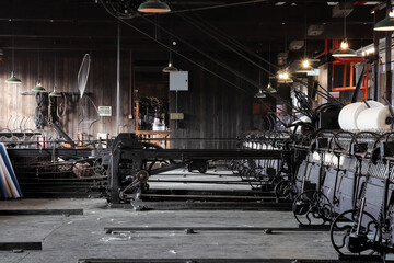 Leeds Industrial Museum. The old black engine on factory fabric floor