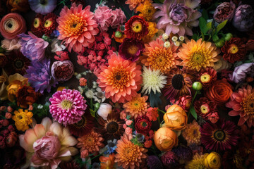 Background made out of a fantasy miracle multi colors bed of roses,Generative AI.