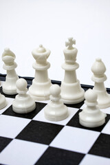 White side of chess on a white background