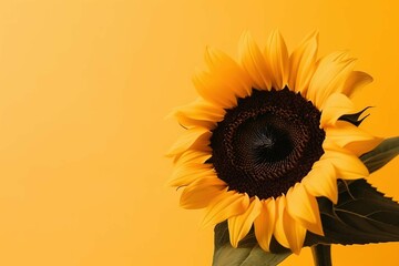 Sunflower on yellow background. Generative AI