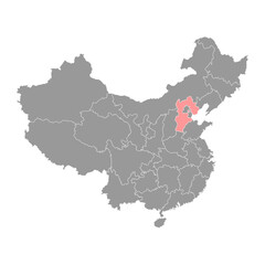 Hebei province map, administrative divisions of China. Vector illustration.