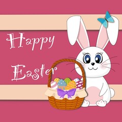 Easter greeting cards with eggs and rabbit 