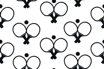 Vector seamless pattern of flat black ping pong table tennis sport icon isolated on white background.