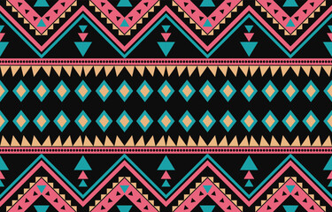 Ikat geometric folklore ornament. Tribal ethnic vector texture. Seamless striped pattern in Aztec style. Figure tribal embroidery. Indian, Scandinavian, Gypsy, Mexican, folk pattern. Boho chic design.