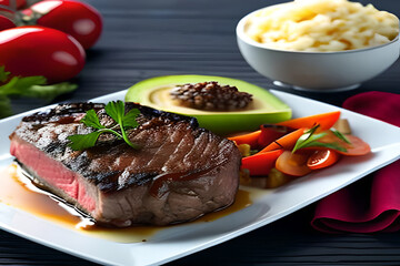 beef steak with mashed potatoes