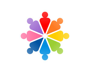Abstract people circle with different color logo