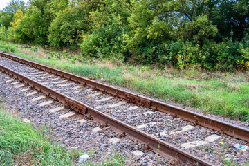 Photography to theme railway track after passing train on railroad