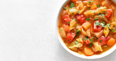 Cabbage soup in bowl