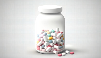 A jar of pills, vitamins or medicine, generative AI.