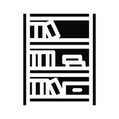 bookshelf living room glyph icon vector illustration