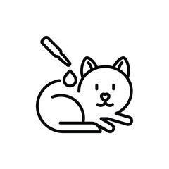 Cat parasite treatment. Vet clinic. Drops for external use. Thin line icon. Vector illustration.