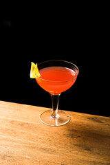 Paper Plane cocktail refreshment bourbon whiskey, amaro, bittersweet orange-red aperitif and lemon juice