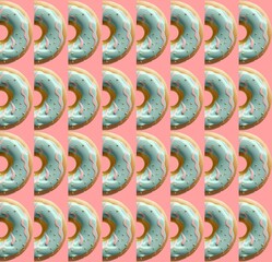 Donut illustration  , donut pattern design . drawing front view. Background . 