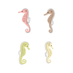 Seahorse Character sea animal on deep background. Wild life illustration. Underwear world. Vector illustration.