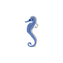 Seahorse Character sea animal on deep background. Wild life illustration. Underwear world. Vector illustration.