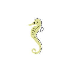 Seahorse Character sea animal on deep background. Wild life illustration. Underwear world. Vector illustration.