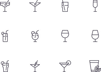 Fototapeta na wymiar Collection of modern cocktail outline icons. Set of modern illustrations for mobile apps, web sites, flyers, banners etc isolated on white background. Premium quality signs.