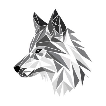 Wolf logo design. Abstract black polygon wolf head. Calm wolf face. Vector illustration