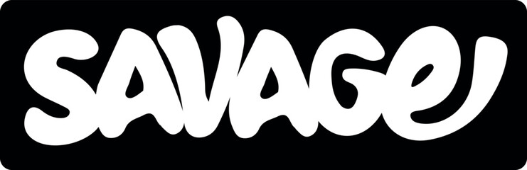 white savage word framed in black rounded corner banner