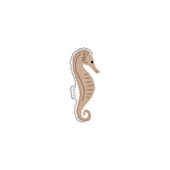 Seahorse Character sea animal on deep background. Wild life illustration. Underwear world. Vector illustration.