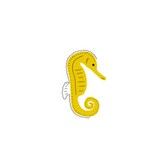 Seahorse Character sea animal on deep background. Wild life illustration. Underwear world. Vector illustration.