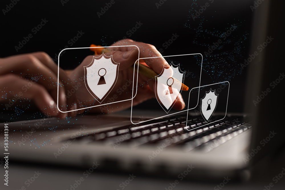 Poster users online security check system. access the authentication system to use an online account for tr