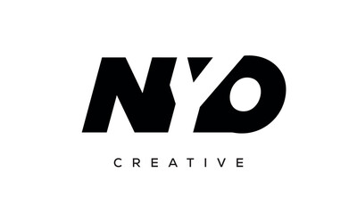 NYO letters negative space logo design. creative typography monogram vector	