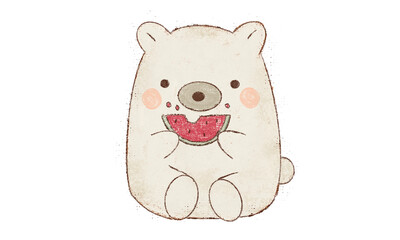 スイカを食べるクマ(PNG)