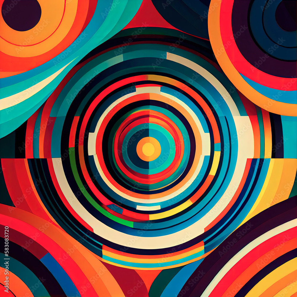 Aufkleber Abstract colorful background with circles, ai generation.