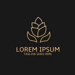 tulips flower logo with luxury line art style