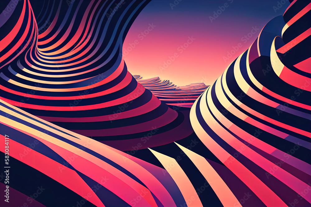 Poster abstract background with wavy lines, ai generation