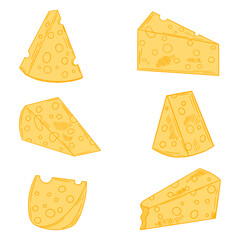 Cheddar cheese logo, emmental frame. Realistic gouda round slices, yellow texture.