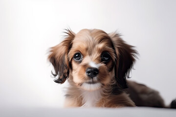 Generative Illustration AI of Adorable Dog Puppy on White Background
