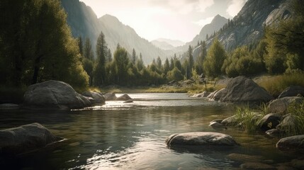 Immersive Landscape and Jungle with Rivers, Mountains, and Trees: Experience the Beauty of Nature | High-Quality Stock Image 