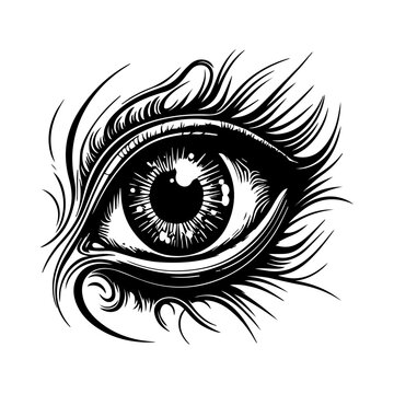 intricate eye tattoo concept, expertly crafted in detailed line art by a skilled illustrator