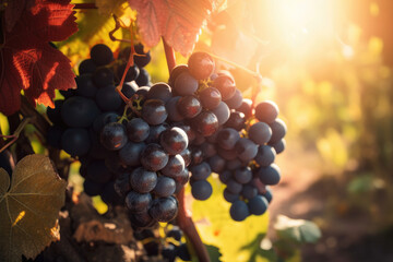 Grapes in vineyard created with AI	
