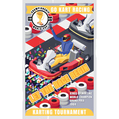 isometric illustrations Go-kart race background poster. - obrazy, fototapety, plakaty