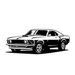 American Muscle Car Design Template. Classic Vintage Retro Car. Vector and illustration. - obrazy, fototapety, plakaty