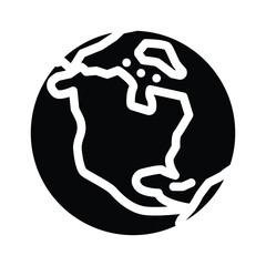 north america earth planet map glyph icon vector illustration