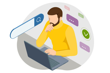 Isometric Search Online. Searching Browsing Internet, Data Information , Networking. Modern Menu for Sites and Apps. People Searching Job.