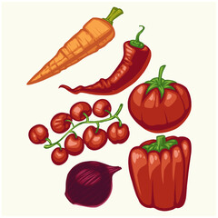Organic Fresh Vegetables. and Fruits Healthy Food. Vector illustration